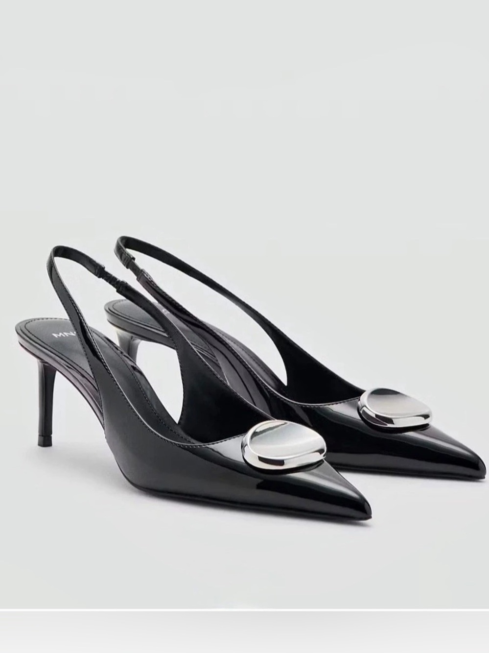 Mango Slingback Heeled Shoes With Buckle Black